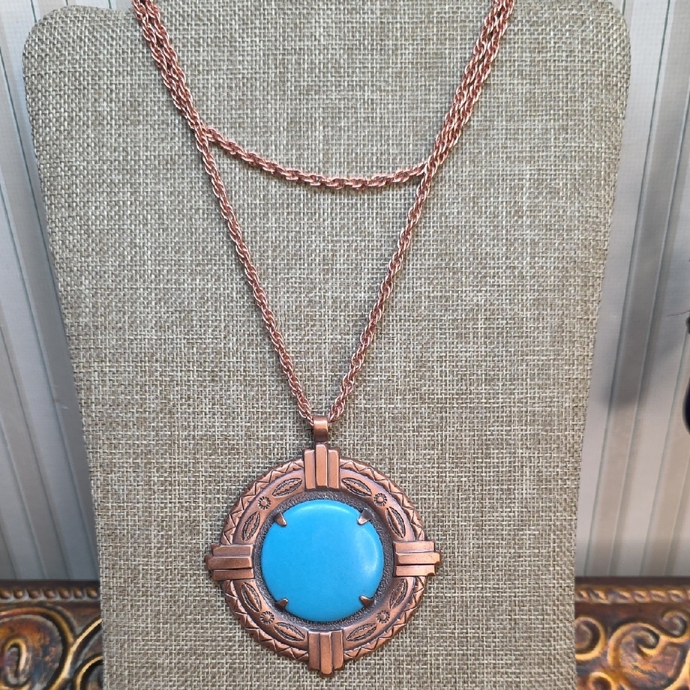 Solid Copper By Bell Trading Necklace Large Faux … - image 5